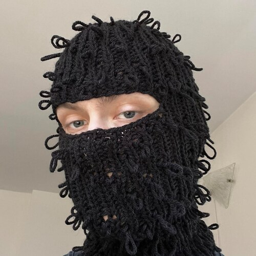 Handmade Distressed Knitted Balaclava Face Mask Knit Etsy Canada