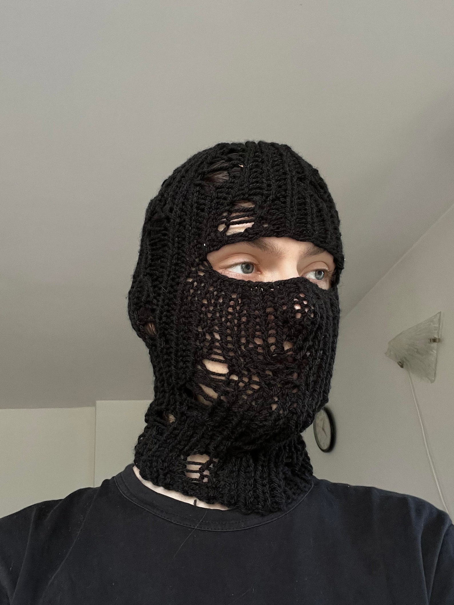 Handmade Distressed Knitted Balaclava Face Mask Knit Ski Mask Etsy