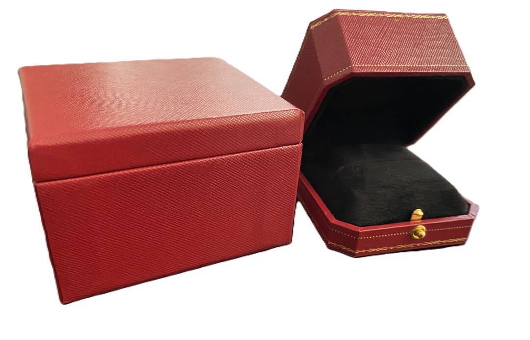 Red/black Jewelry Leather Engagement Wedding Ring Box With Etsy