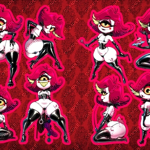 Kunststoff Aufkleber Blätter | Stilvolles Hazbin Hotel | Künstler BlushPanda und High-Bear |