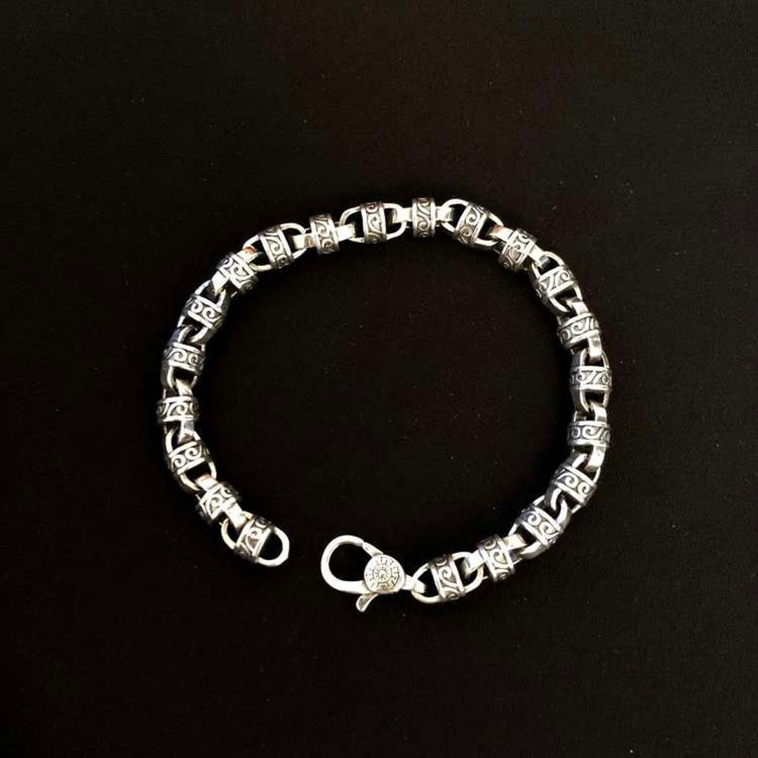 【2025正規激安】 S925 7mm Thick Heavy Silver Chain Link Bracelet Completely アクセサリー