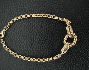 Armband i 18k massivt guld: Justerbar O-kedja, Fina smycken