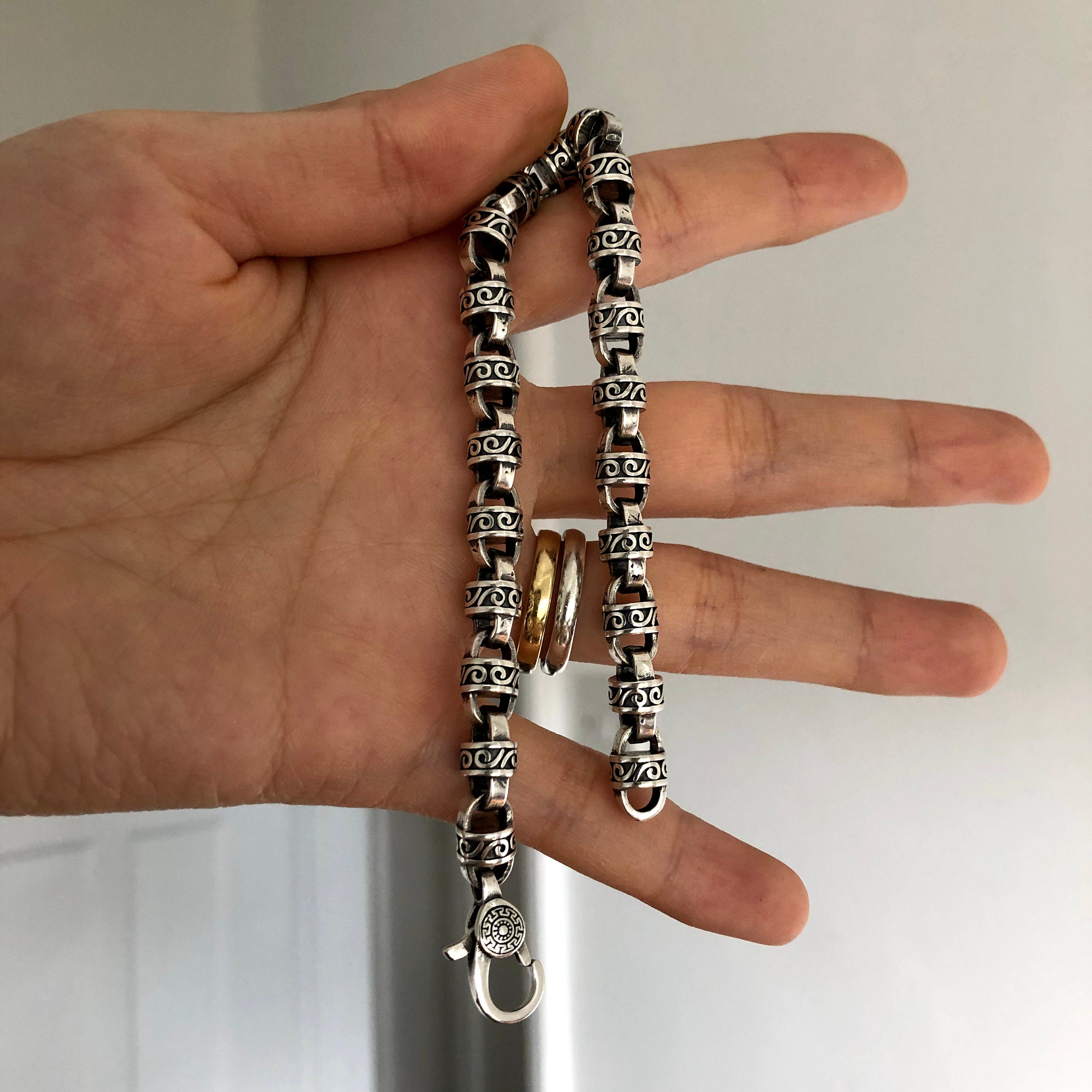 Amazon.com: Solid 925 Sterling Silver Chunky Chain Bracelet