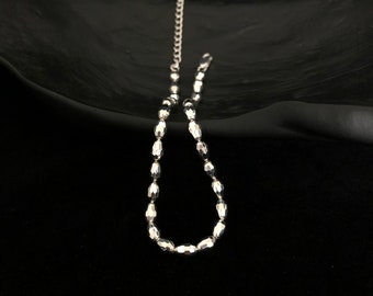 S999 Spearking Oval Beads Anklet A Real Solid 100% Fine Pure Silver999 Small Biling Anklet 4mm chain Daily Birthday Anniversary Wedding