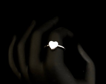 Anillo de corazón de plata fina S999 - Hecho a mano, grabado disponible