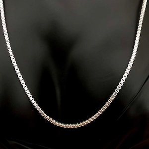 S999 Box Chain Necklace A Completely 100% Real Solid Fine Pure Silver999 2mm Chain 55cm And 60cm Daily