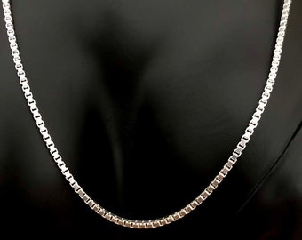 Collar con cadena de plata fina S999 tipo caja - 2 mm, 55 cm/60 cm