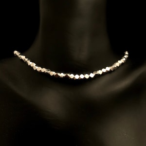 S999 Fine Silver Beads Chain Necklace - 3mm Sparkling Choker, 22 inch