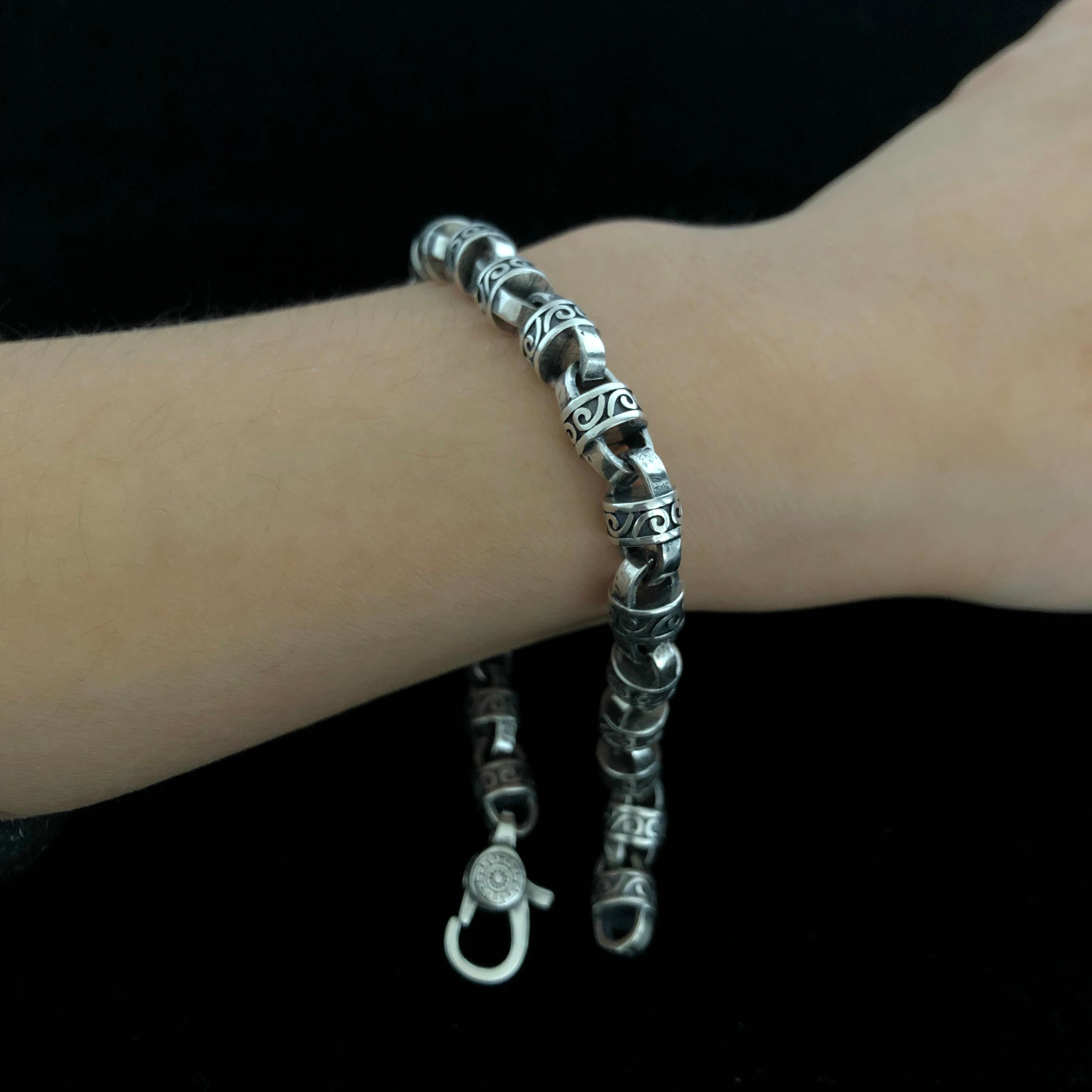 S925 7mm Thick Heavy Silver Chain Link Bracelet Completely