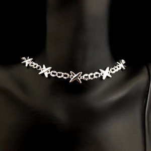 Gargantilla Kiss XX de plata fina S999: Cadena de doble anillo, 35,5 cm (14 pulgadas)