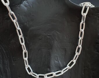 Handmade 999 Pure Silver Paperclip Chain Necklace – 26 Inches, 73g – Custom Lengths Available