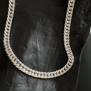 S999 Handmade Solid Silver Side Weave Cuban Chain 8mm Heavy Necklace For Men And Women