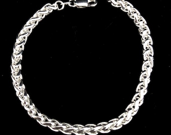 Pulsera de cadena de cuerda de plata fina S999, cuerda doble de 5 mm