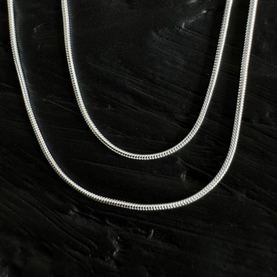 S999 Snake Chain Necklace 1mm Solid Pure Silver Daily Can