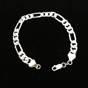 S999 Pure Silver Figaro Chain Bracelet - 8mm Classic Design