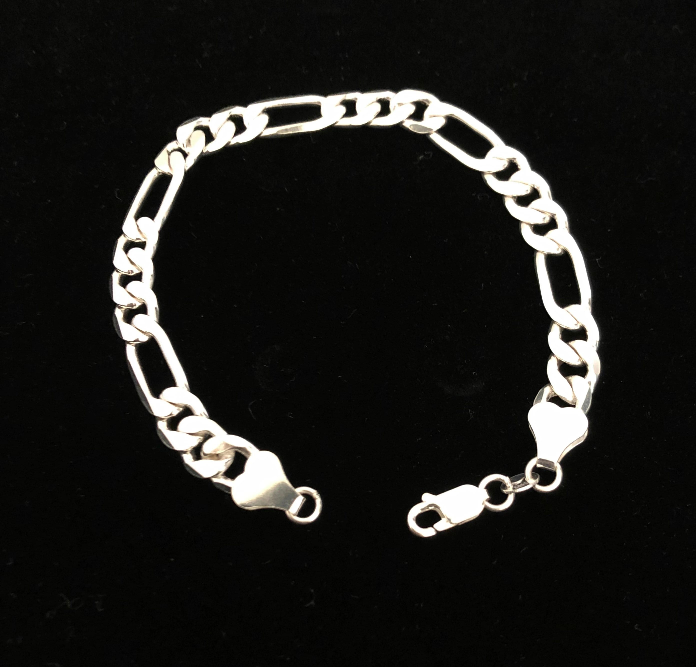 S999 Figaro Chain Link Bracelet A Completely 100% Real Solid