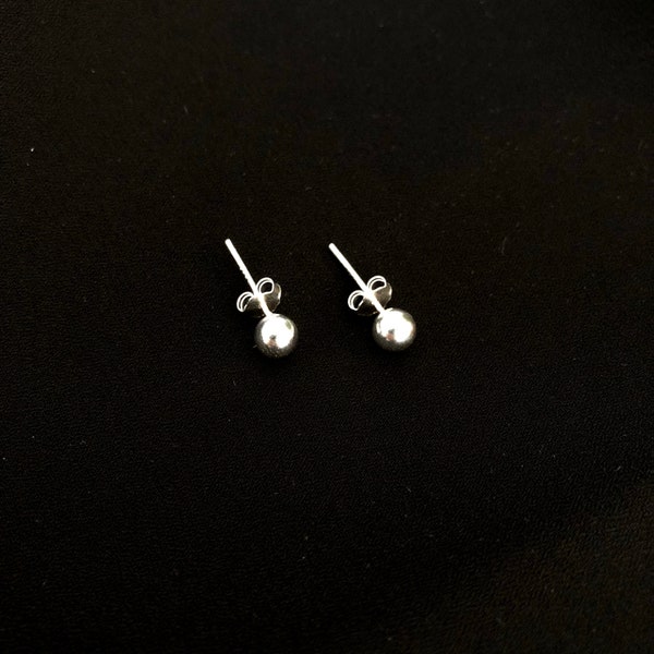 S999 4mm Round Stud Earring A Pair Of Real Pure Fine Solid Silver999 Daily For Women And Men Daily Birthday Anniversary Casual Wedding