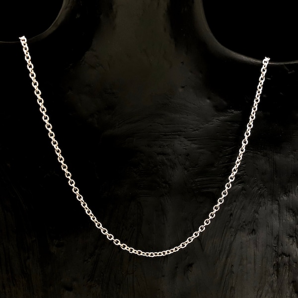 S999 2.5mm Rolo Chain A Completely 100% Real Solid Pure Silver999 Thin Necklace Chain 55cm 21.5inch Daily Birthday