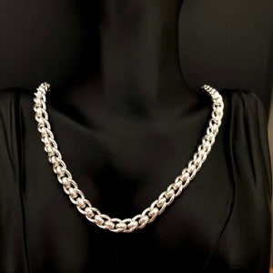 S999 Solid Silver Cuban Chain Necklace - 8mm, 22 inch