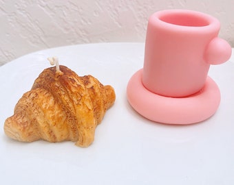 Handgefertigte Duftkerze Croissant Sojawachs Bienenwachs Kerze