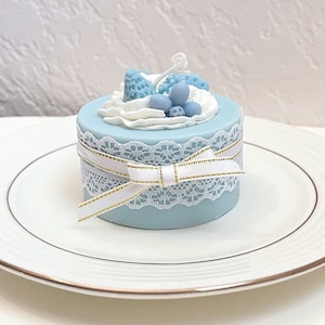 Blue Strawberry Cake Candle, Soy Wax Beeswax, Handmade Dessert Birthday Candle