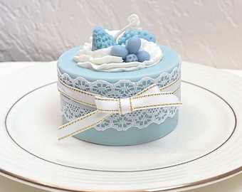 Blue Strawberry Cake Candle, Soy Wax Beeswax, Handmade Dessert Birthday Candle