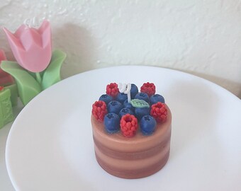 Blueberries Raspberries Chocolate Mousse Cake Candle Black Forest Cake Dessert Scented Candle