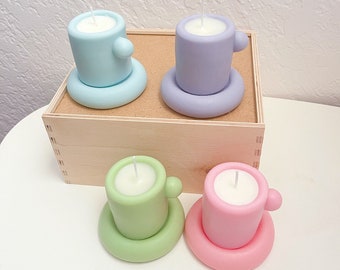 Scented Mug Candle With Plate Cup Candle Handmade Candle Home Decor Fun Gift