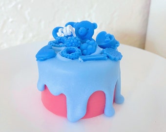 Blue Bears Pink Cake Candle Scented Candle Dessert Candle Food Candle Birthday Cake Candle Beeswax Soy Wax Candle Home Decor