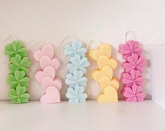 Large Stacked Heart Candle Stacked Daisy Candle Flower Candle Scented Candle Home Decor