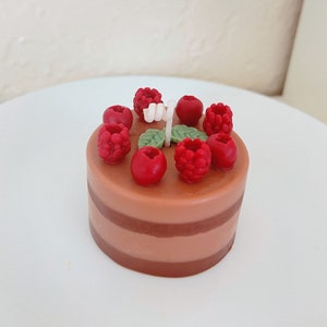 Raspberries Chocolate Mousse Cake Candle Black Forest Cake Dessert Scented Candle