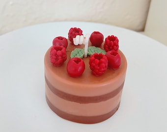Raspberries Chocolate Mousse Cake Candle Black Forest Cake Dessert Scented Candle