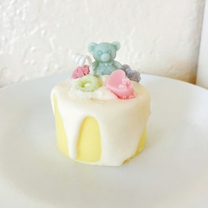Bear Heart Cake Candle Scented Dessert Candle Food Candle Birthday Cake Candle Natural Beeswax Soy Candle Fun Gift Home Decor