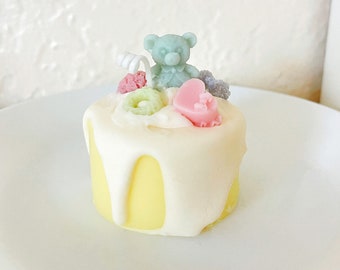 Bear Heart Cake Candle Scented Dessert Candle Food Candle Birthday Cake Candle Natural Beeswax Soy Candle Fun Gift Home Decor