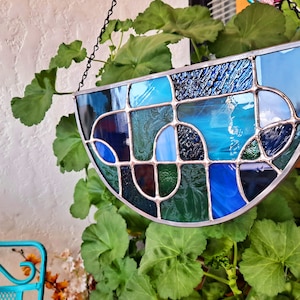 Stained Glass Abstract Half Circle Panel
