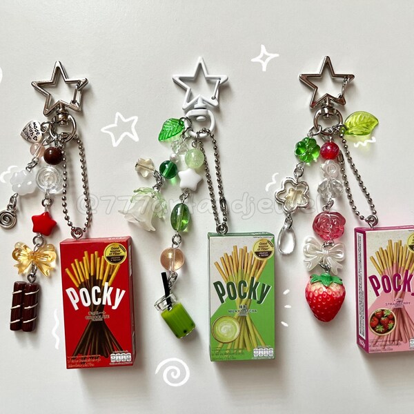 Pocky Gashapon Beaded Keychains, Japanese food Key ring, Small Gifts, Kawaii Accessories, bag charm