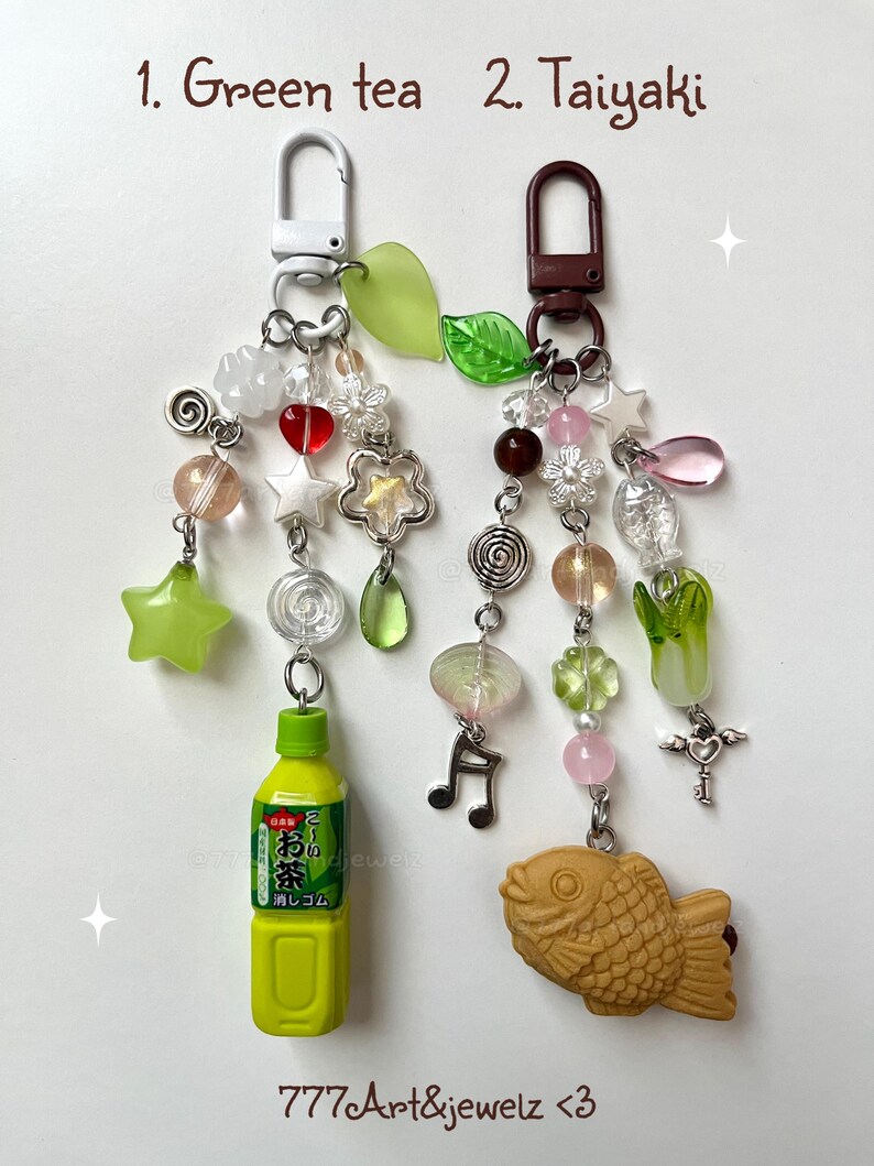 Japanese Food and Drink Eraser Gashapon Beaded Keychains, Kawaii ...