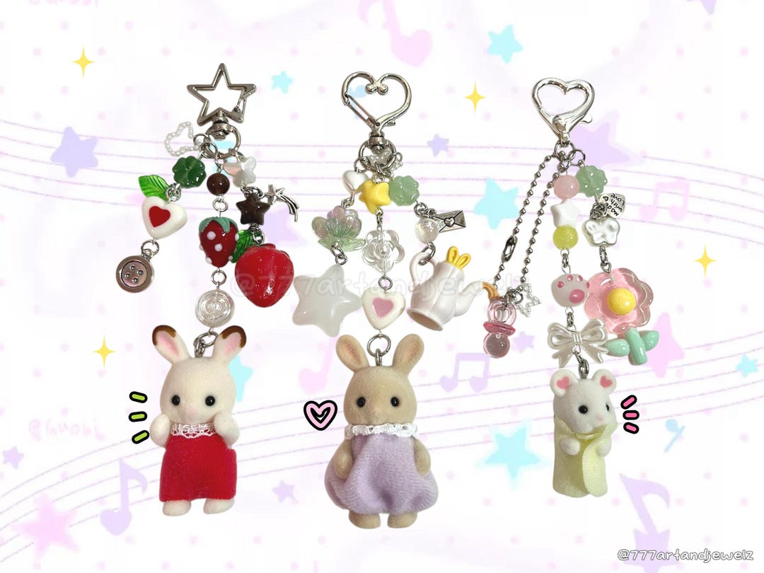 Calico Critter Beaded Keychains, Sylvanian Families Accessories - Etsy