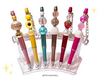 Bling y2k Beaded Pens, assorted colors, glamourous handmade beadable pens, Rhinestone ink Pen, bubblegum beads, gifts for family friends