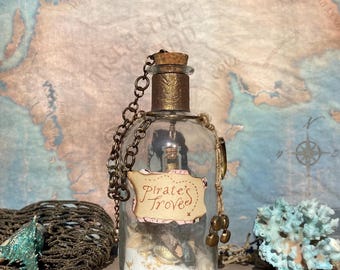 Pirate’s Trove—Fantasy Potion Bottle | Nautical Collectible, DnD Prop, Cosplay Accessory, Glass Apothecary Decor