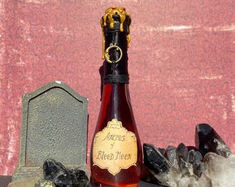 Animus of Blood Moon—Gothic Fantasy Potion Bottle | Lunar Ritual Collectible, DnD Prop, Cosplay Accessory, Dark Apothecary Decor