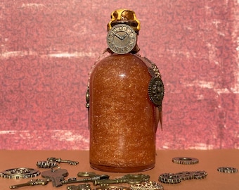 A Lust For Rust—Custom Fantasy Potion Bottle | Steampunk Collectible Glass, Dungeons & Dragons Prop, Cosplay Accessory, Gothic Apothecary
