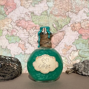 Ojos Del Caribe—potion, potion bottle, customized potion, collectible, glass bottle, fantasy, blue, dungeons and dragons, cosplay