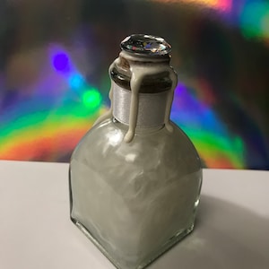 First snow—potion, potion bottle, customized potion, collectible, glass bottle, fantasy, white, dungeons and dragons, cosplay