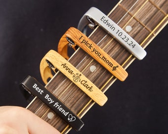 Personalized Guitar Capo,Guitar Gift Ideas,Custom Capo for Guitar,Musician Gift Ideas,Valentines Day Gift Ideas,Wood Engraved Guitar Capo