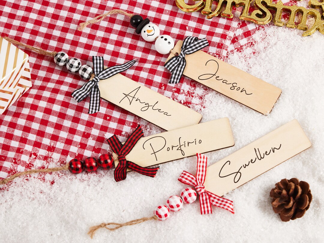 Christmas Stocking Name Tags Beaded Stocking Name Tags Wooden