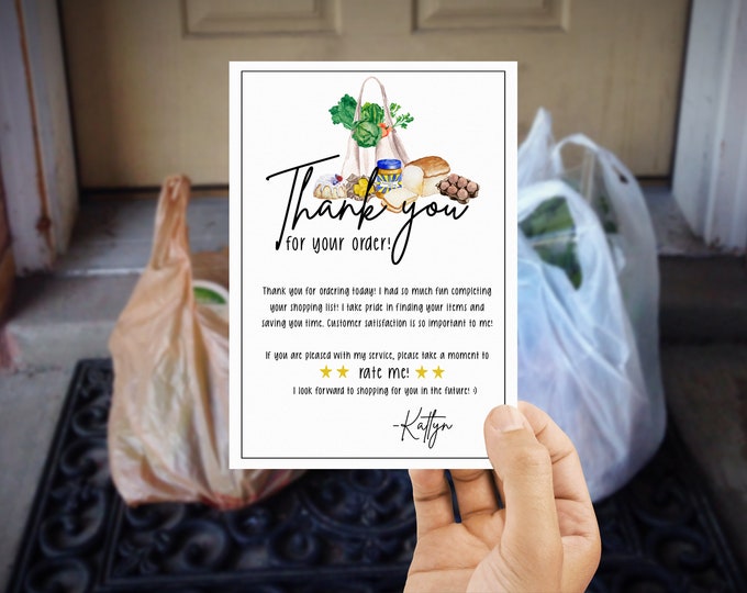 Delivery Driver Thank You Card Thank You Card Grocery Shopper Delivery