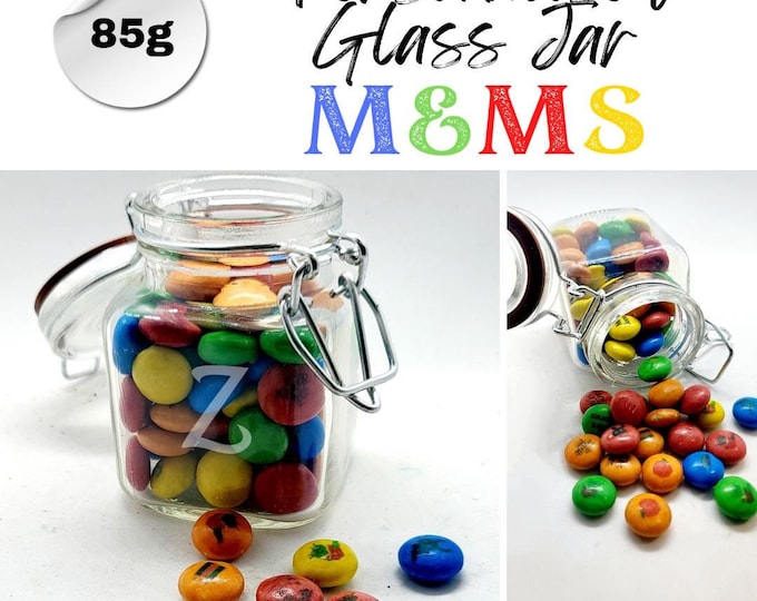 Personalised Glass Jar with Personalised Chocolate M&Ms with your choice of image, logo, photo and text Perfect Birthday, Anniversary