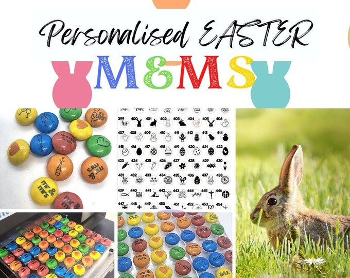 Chocolate M&Ms Easter Theme - Personalised with edible ink - your choice of image, logo, photo or text. Perfect Easter treat or gift