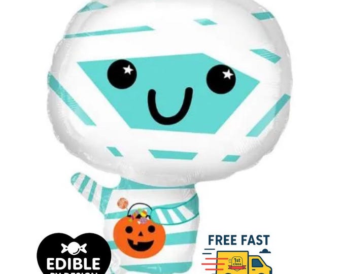 Cute Halloween Mummy Foil Balloon - Anagram - 55cm high max Novelty Halloween Balloon for Helium or Air